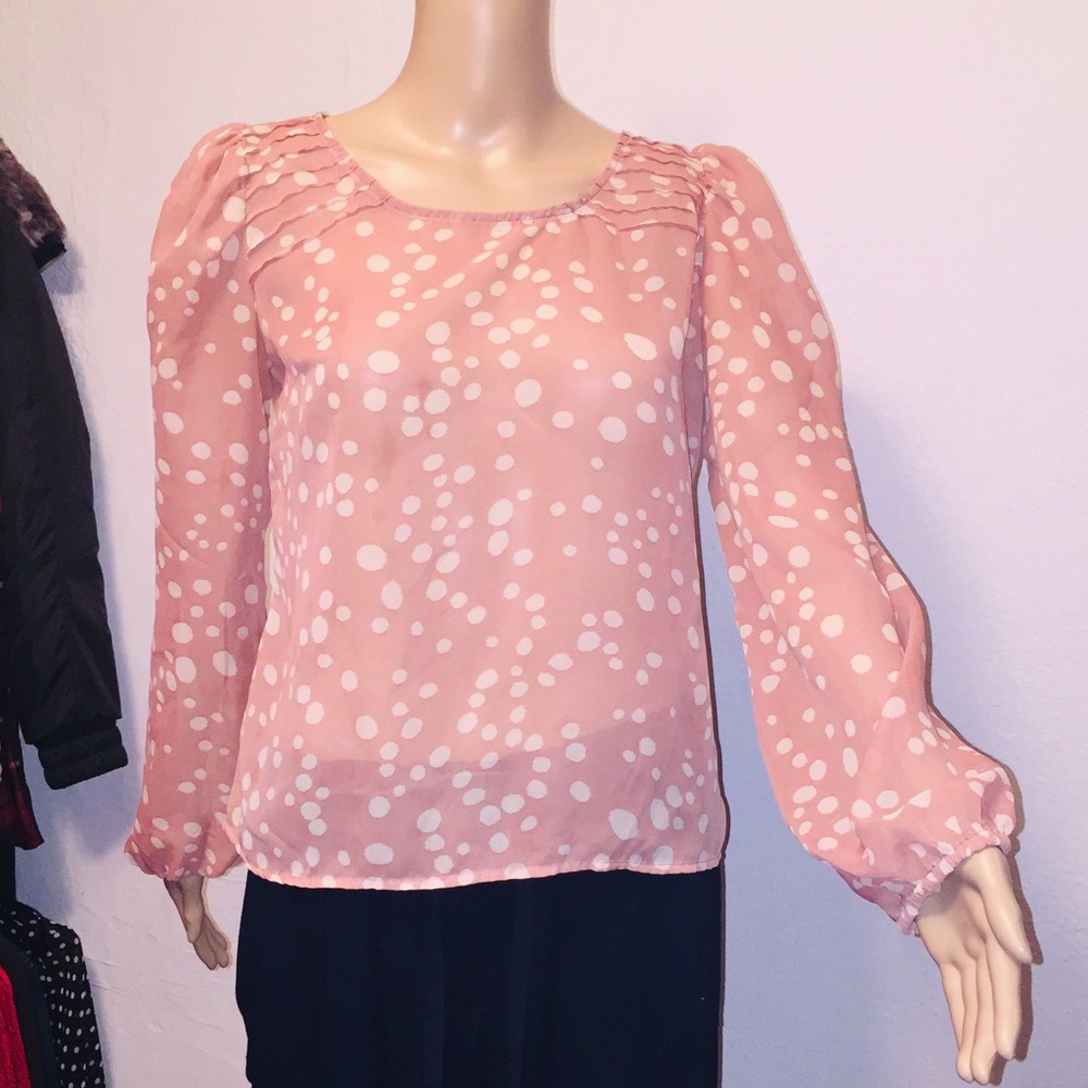 10078 Pink Polka Dot L Top.